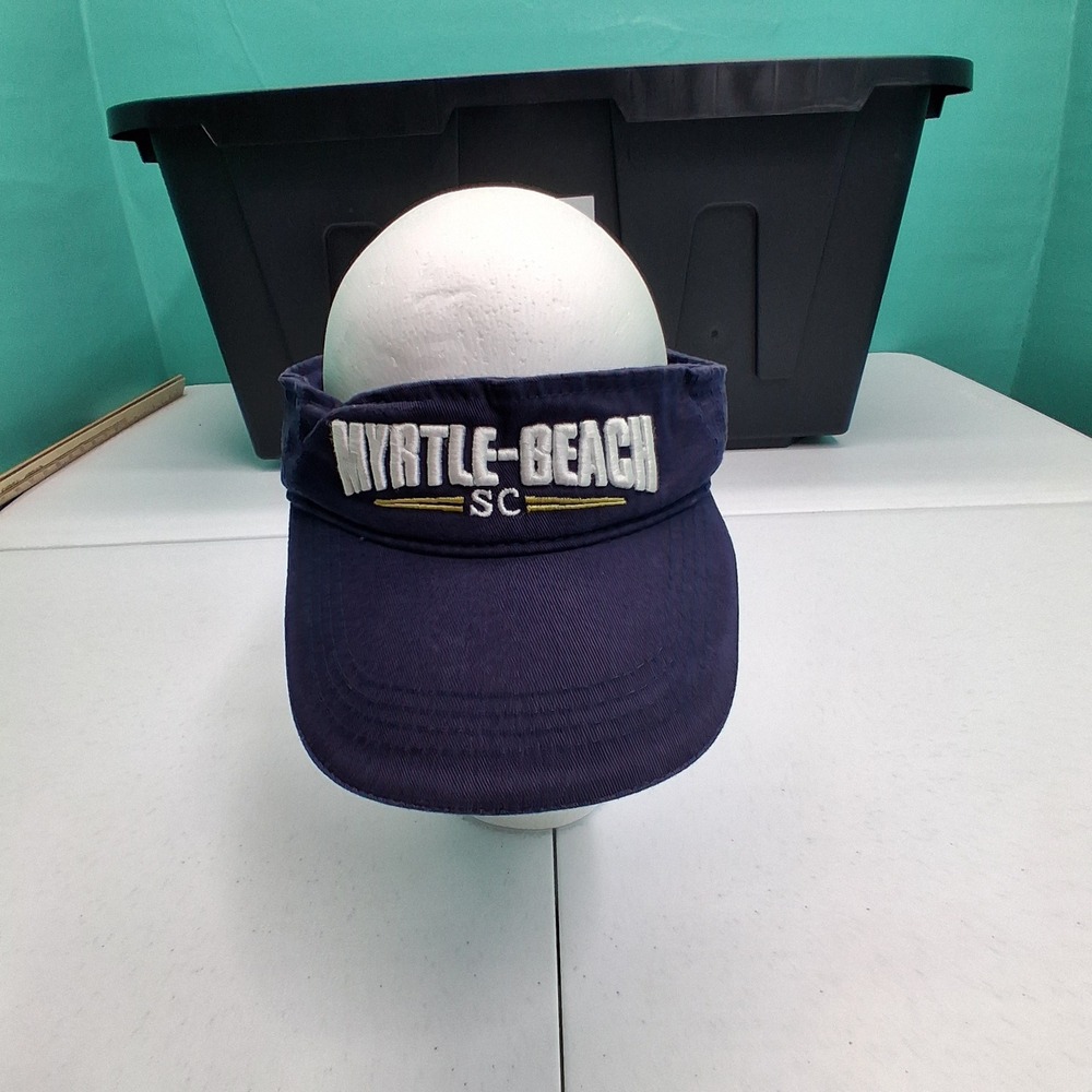 Strand Mediawear Myrtle Beach SC Visor OS Navy Blue Souvenir Coastal Golf Hat